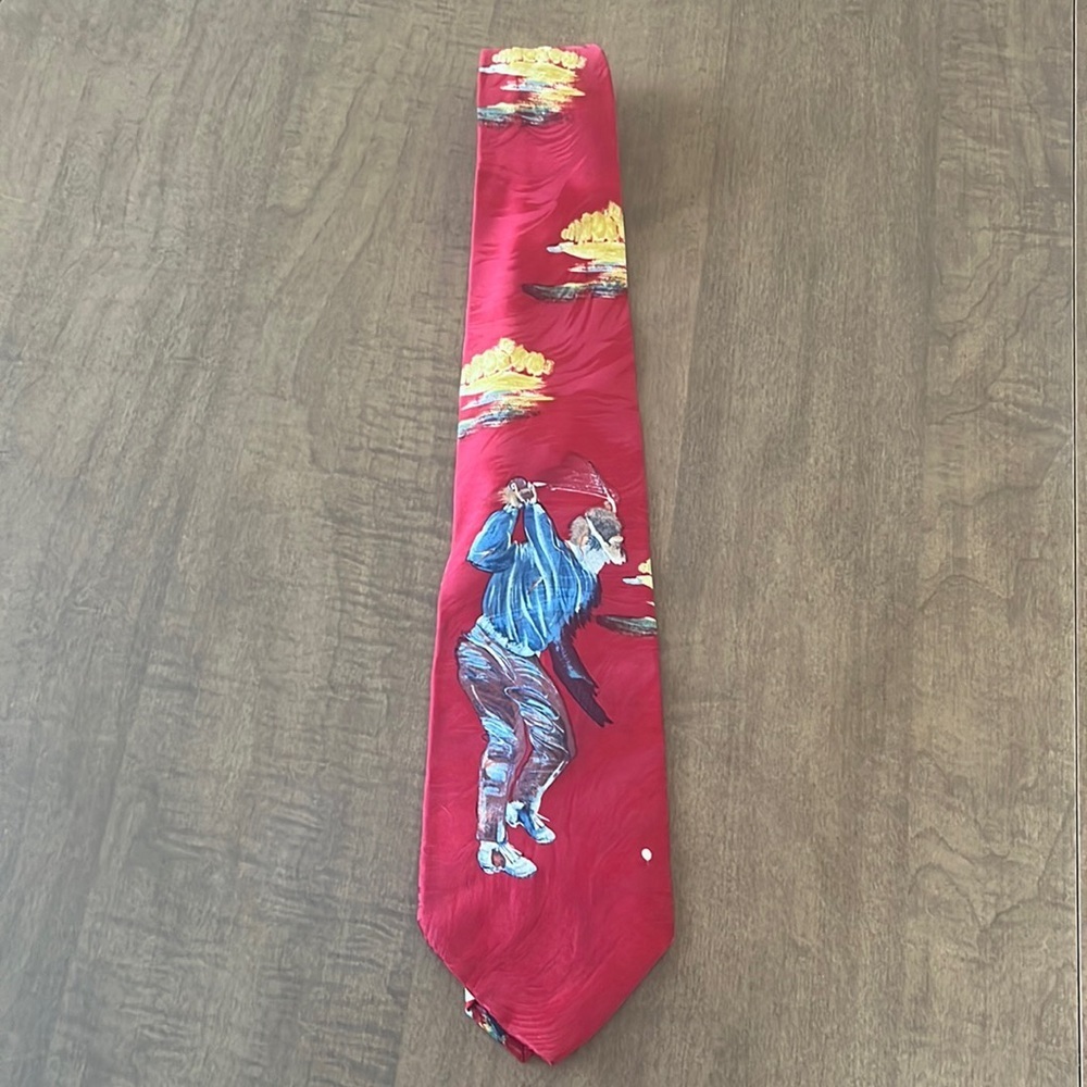 Vintage Necktie Golf Going for the Pin Terry Rose 100% Silk Formal Tie‎ Preppy